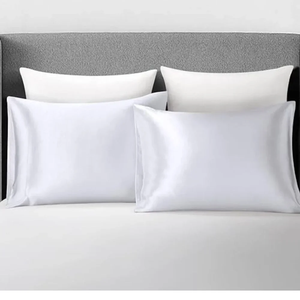 Satin Pillowcase for Hair and Skin, White Pillowcase Standard 26